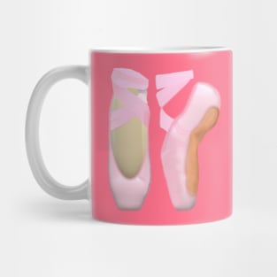 Ballerina Toe Shoes (Pink Background) Mug